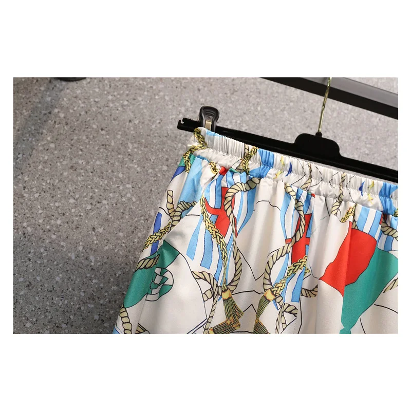 

2021 Summer Sport Women Plus Size Chiffon Suit T Shirt Top And Floral Wide Leg Pant Two Piece Tracksuit Matching Set Outfit