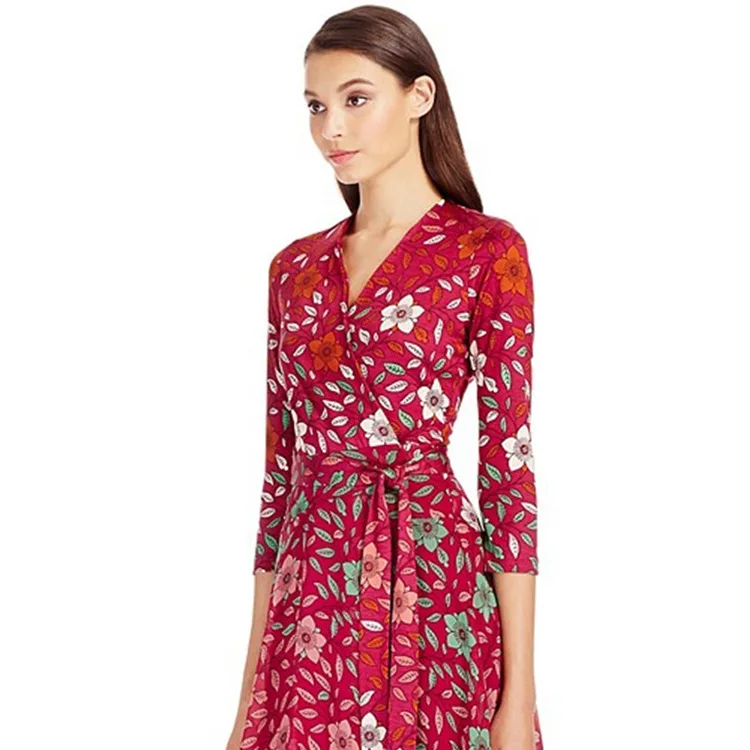 Женское платье новинка 2020 летнее шифоновое с рюшами и цветочным принтом красное