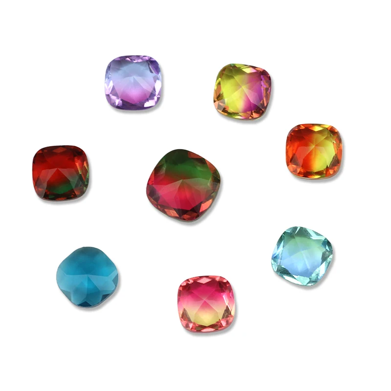 QL Хрустальный Турмалин со стеклянным кристаллом 10 мм толстый квадратный камень с