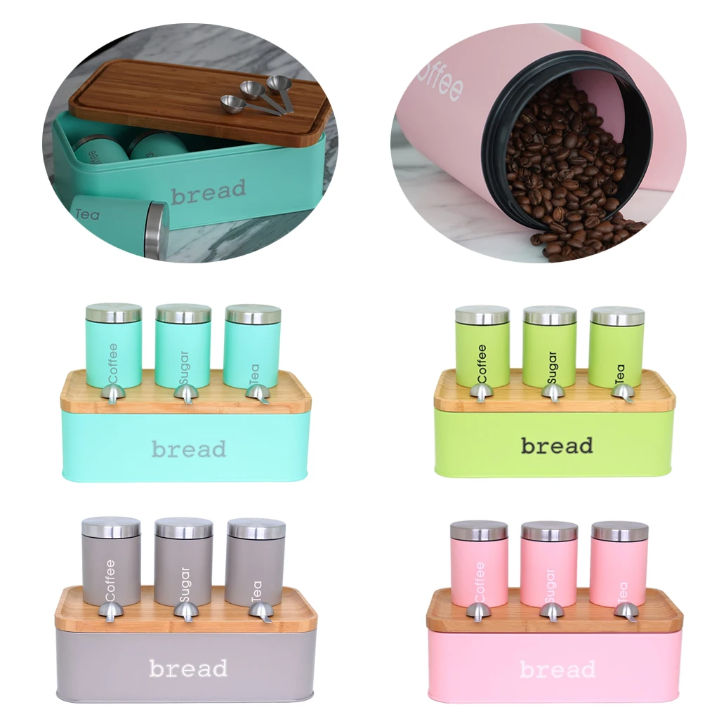 

Spice Jar Box Countertop Coffee Pepper Food Storage Bottles Lid with Spoon