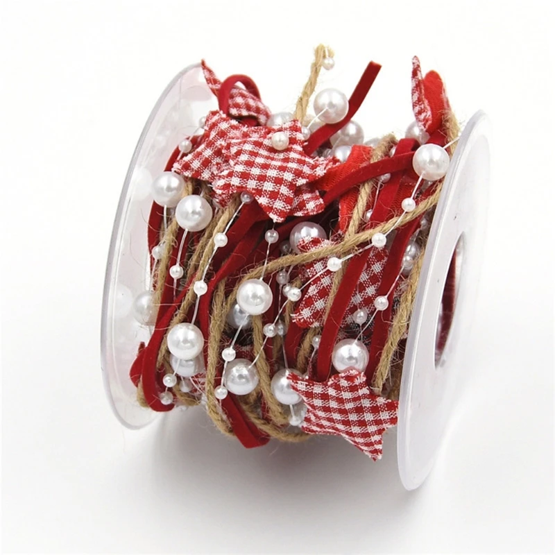 

Christmas Handmade Pentagonal Star Bead Chain Ribbon Gift Packaging Handmade DIY R9JC