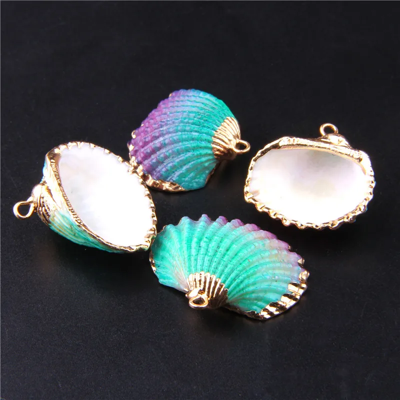Радужные натуральные бусины Cowrie Shell россыпью 2 шт./лот для изготовления ювелирных