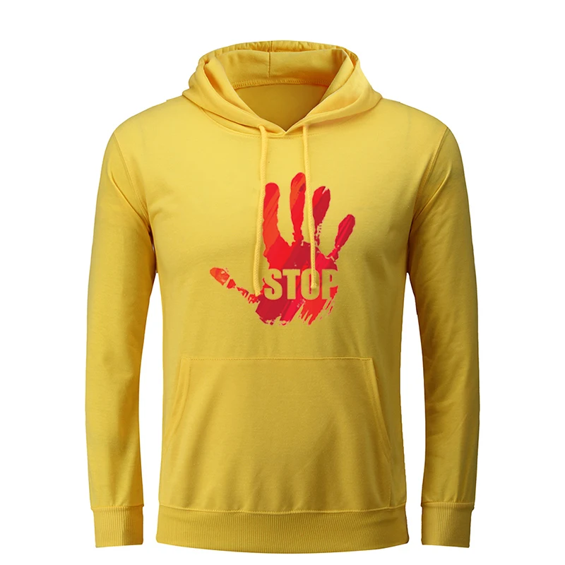 

Cool Don't Mess With Me Be Careful Fist Red Stop Hand Gestures Terror Blood Fingerprint Men Graphic Hooded Pullover