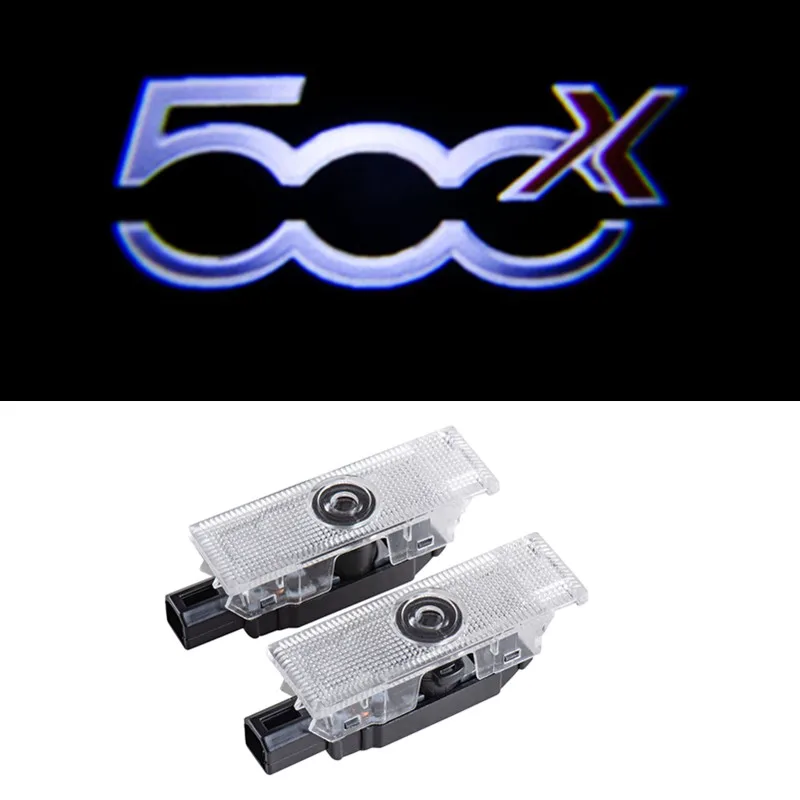 

2Pcs Car Decorative Light For Fiat 500X 500L Grande Punto Led Door Welcome Projector Ghost Shadow Lamps Gadget Vehicle Supplies