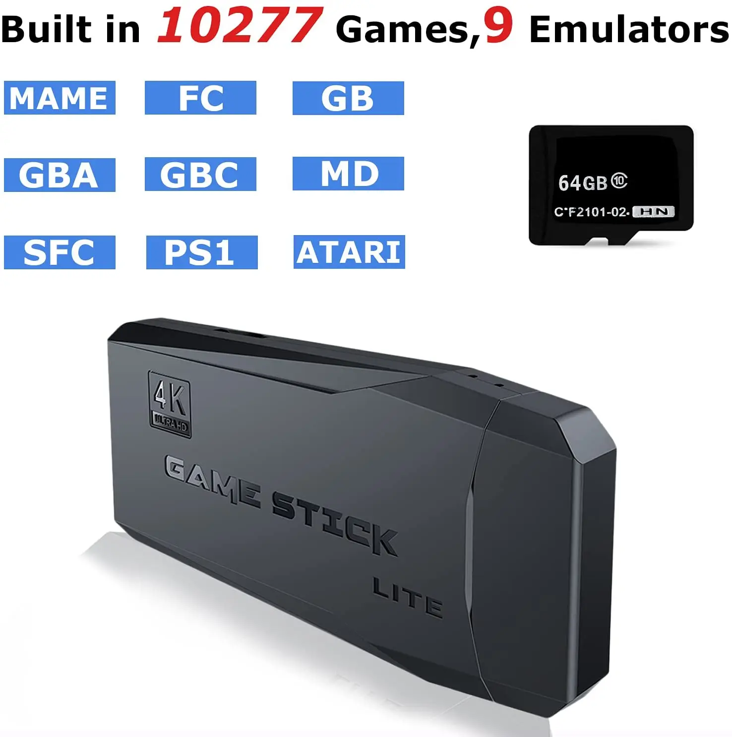 4K HD видео ТВ игровая консоль 2 4G двойной беспроводной контроллер для PS1/FC/GBA Ретро