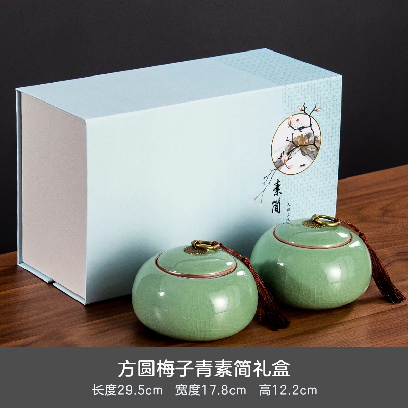 

Luxury Ceramic Tea Jar Luxury Kitchen Organizer Chinese Wooden Tea Jar Box Small Pojemnik Na Herbate Teaware Container EA60CG