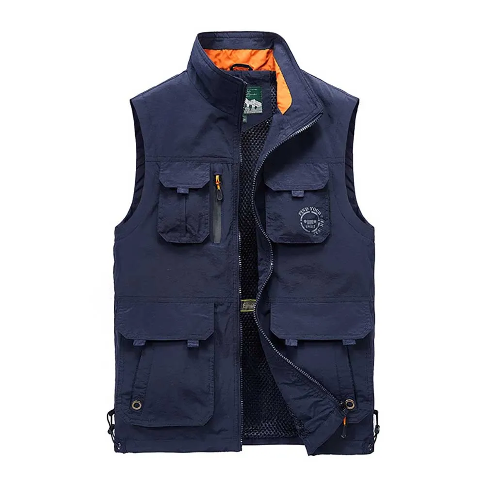 

New Vest Brand Clothing Summer Autumn Men Photograph Vest With Many Pockets Embroidery Sleeveless Jacket Male Waistcoat