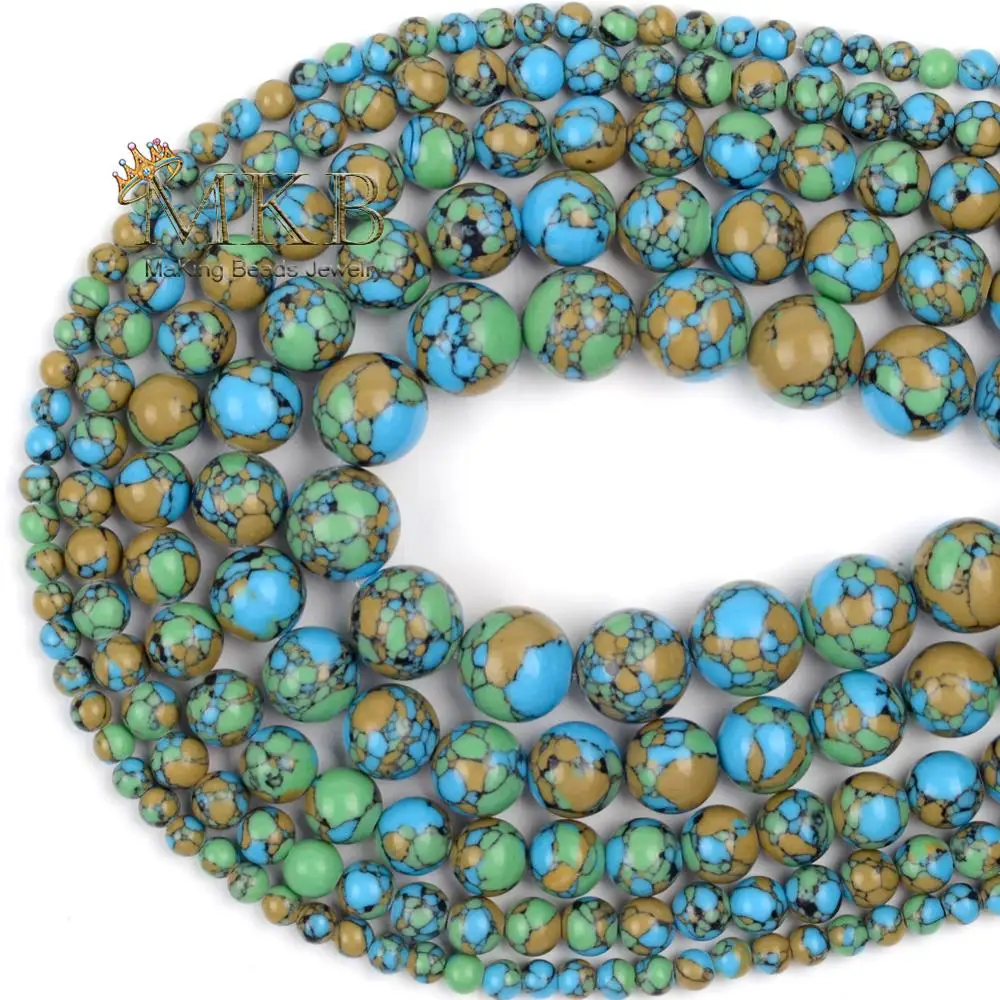 

4681012 мм сводный красочные голубой бирюзовый круглые бусины для изготовления ювелирных изделий Diy браслет ожерелье 15 "оптовая продажа