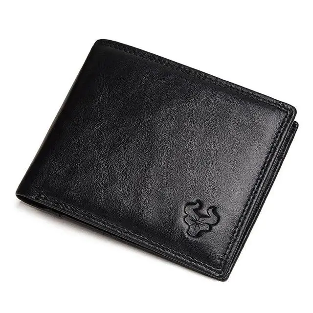 Black S GZCZ Rfid Тонкий мужской кошелек из натуральной кожи портмоне Crazy Horse Portomonee держатель для карт мужские маленькие кошельки carteira masculina - Цвет: Black S