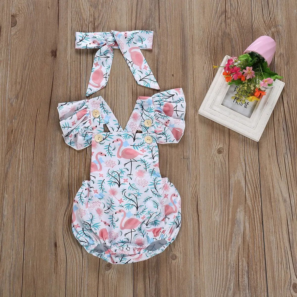 Одежда для новорожденных девочек боди топы с цветами и птицами милый комбинезон