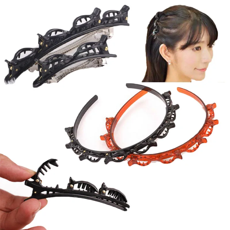 Женская мода двойная челка прическа шпилька девушка корейский Плетеный ободок с