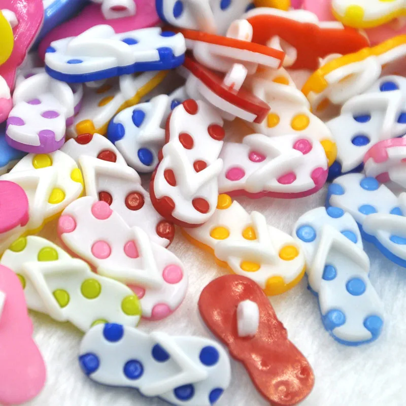 

50pcs Plastic Mix Slipper Buttons 22mm Sewing Craft Back Holes PT118