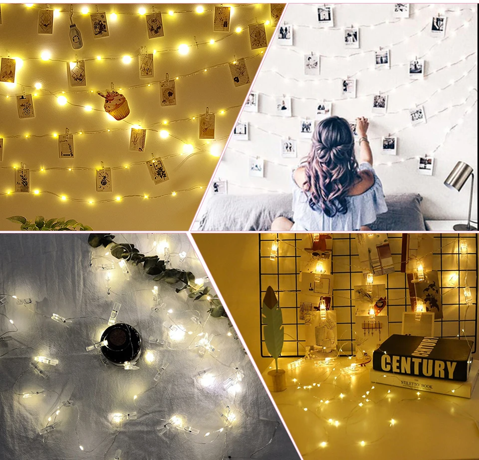 

2M / 5M / 10M USB LED new exotic lights outdoor garland photo clip decorative fairy tale / string light chain battery Christmas