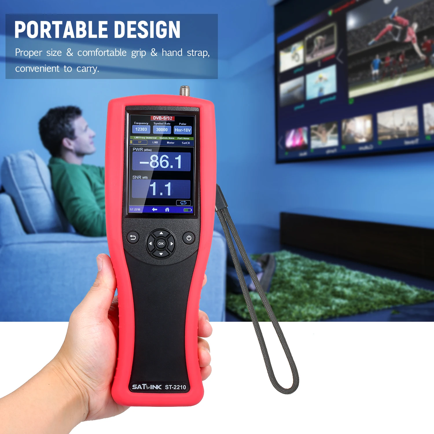 Satlink ST-2210 DVB-S/S2 Digital Satellite Signal Meter Finder, принимающий 3.95-дюймовый сенсорный экран, спектроанализатор для цифрового спутникового телевидения.