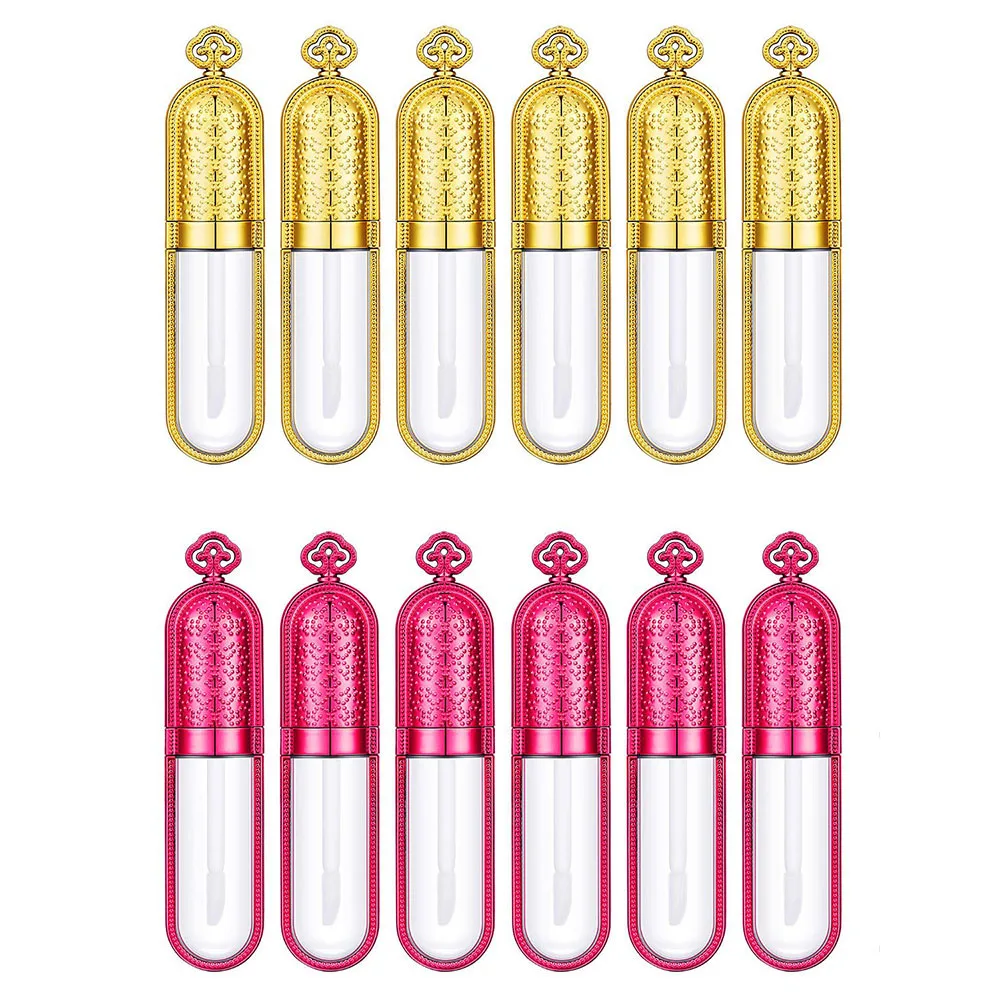 

Freeship 20pcs 10ml Empty Lip Gloss Tube with Gold/ Rose Red Lid Reusable Sample Bottle Refillable Lip Balm Bottle Container