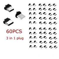 uslion 60 pcs magnetic tips for iphone samsung mobile phone replacement parts 3 in 1 plug micro converter cable adapter type c