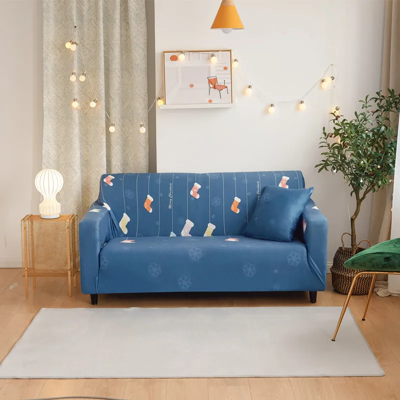 Christmas Style Couch Cover Cotton Elastic Sofa Cover for Living Room Slipcovers Sofa Towel Single/Two/Three/Four-seater