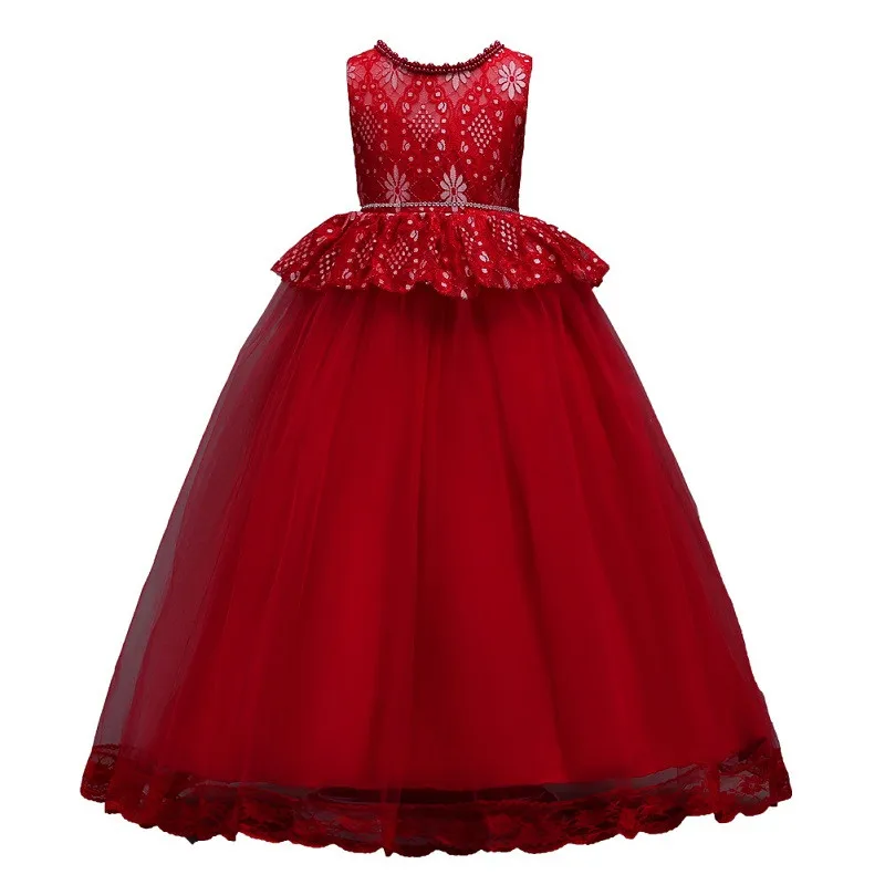 Детское платье для подружки невесты розовое белое красное в цветочек