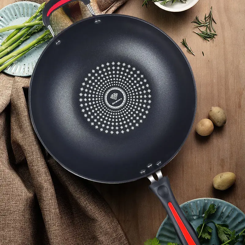 Вок с антипригарным покрытием Плита дома Пособия по кулинарии плоской подошвой и