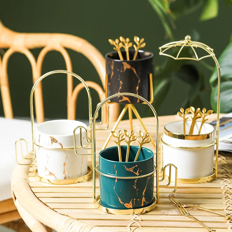 Набор из ложки и вилки мраморной керамики 410 набор керамической посуды для