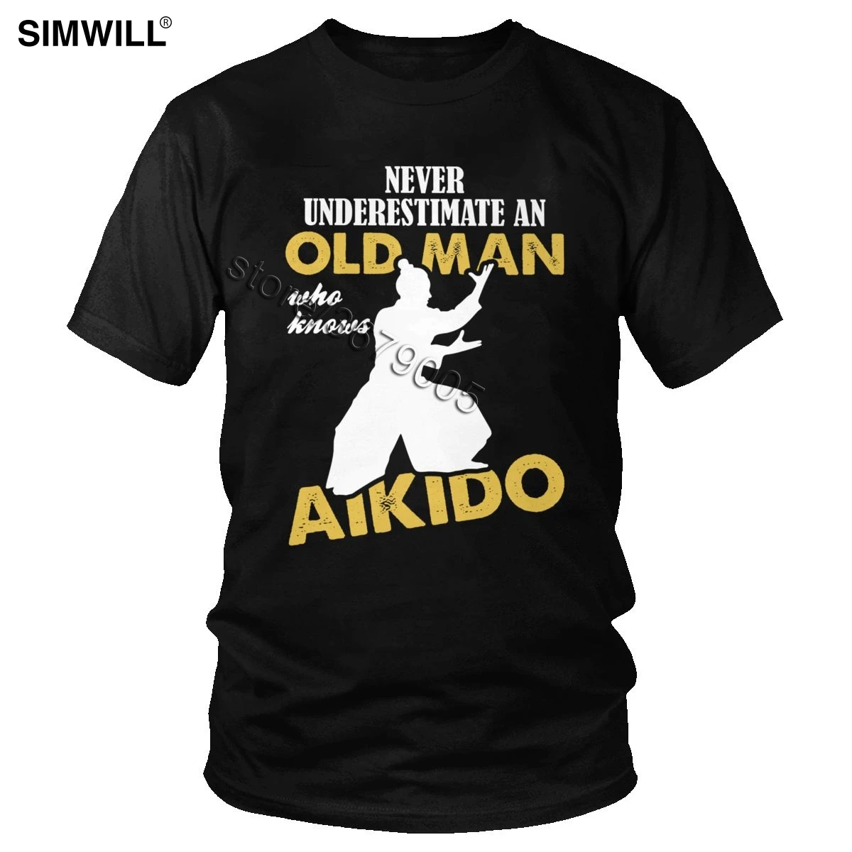 

Never Underestimate An Old Man Who Knows Aikido T Shirt for Men Cotton Tee Short Sleeved O-neck T-Shirt Print Regular Fit Tshirt