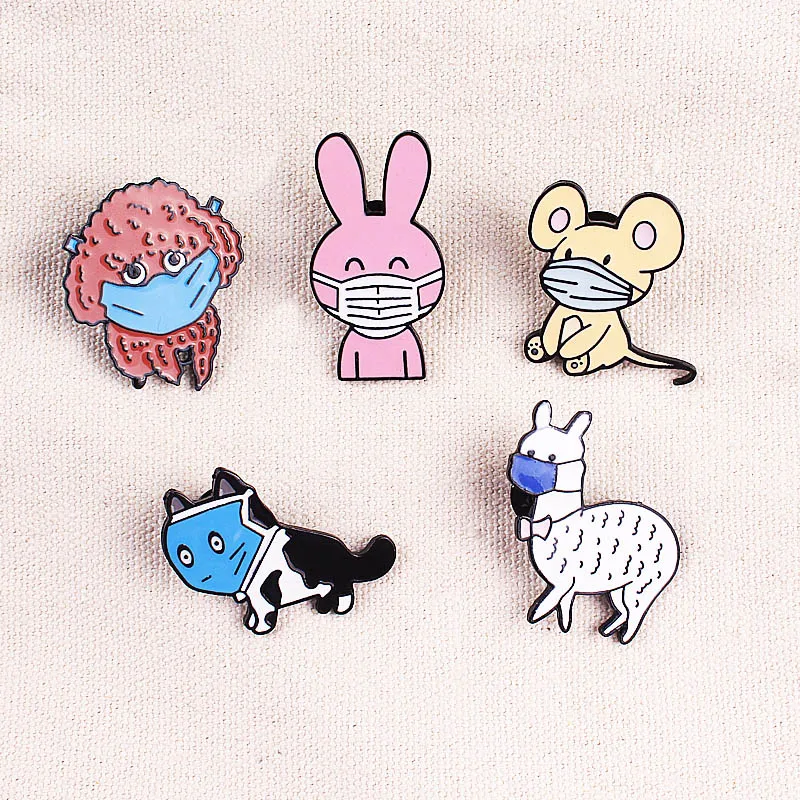Мультфильм маски животных из цинкового сплава Цинковый Сплав Брошь Мода милый