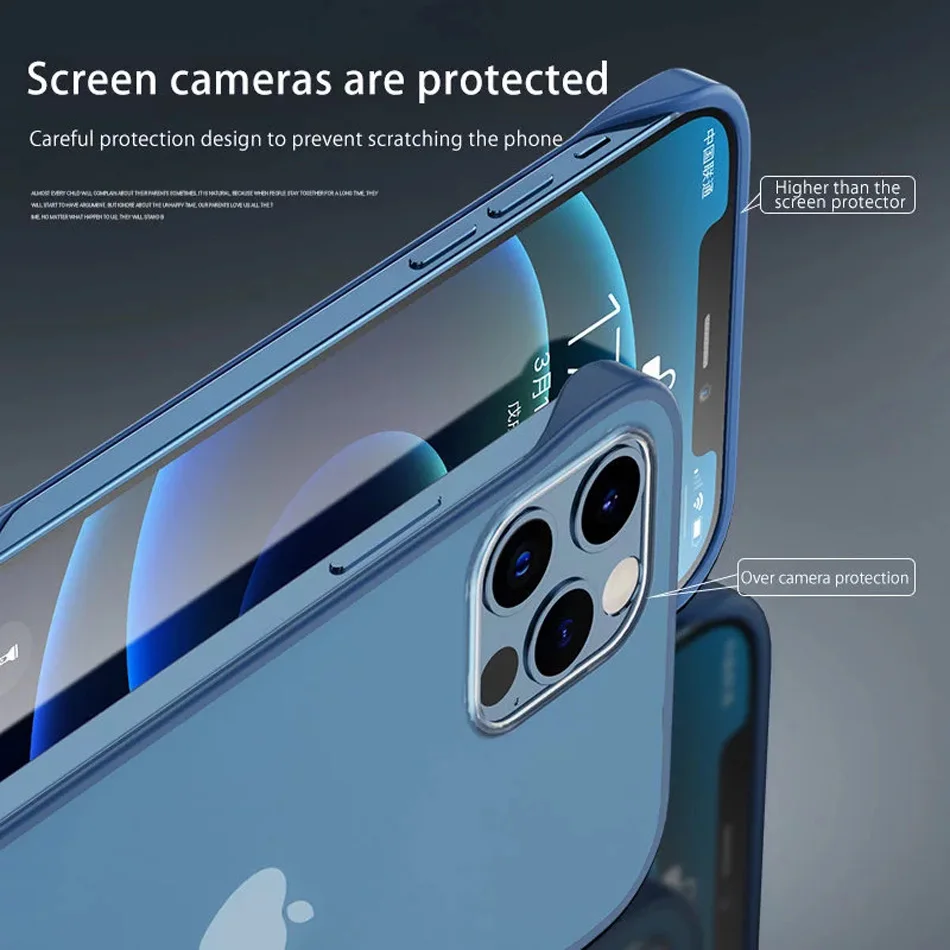 Shockproof Bumper Transparent Hard PC Phone Case For iPhone 13 12 11 X XS XR XS Max 8 7 6 6S 14 Plus Ultra Protection Back Cover