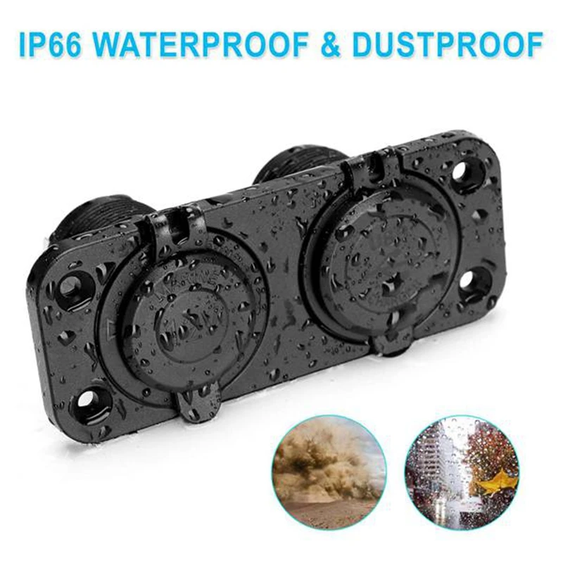 

QC 3.0 Dual USB Car Charger Socket Panel Cigarette Lighter Socket Splitter Voltmeter Independent Switch Car Boat Truck