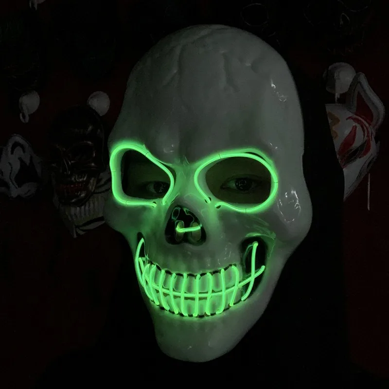 El, неон череп маска светящаяся маска Страшные маски на Хеллоуин Хэллоуин косплей вечерние Горячие