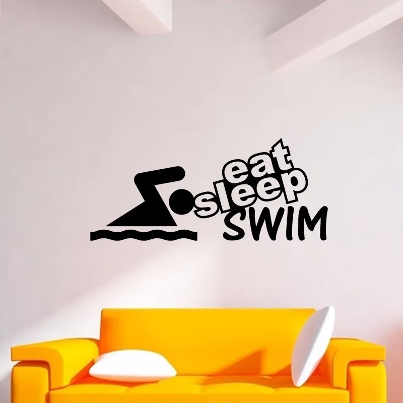 

Eat Sleep Swim Funny Word Lettering Vinyl Decorative Wall Stickers Art Decals For Home Wallpaper DIY