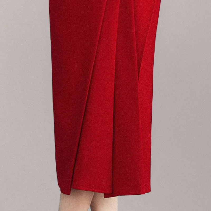 Женское Плиссированное Платье-миди Max Spri красное вечерние тное вечернее платье с