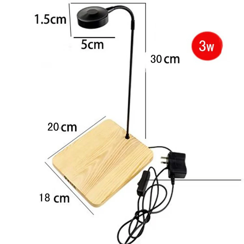 

3W 5W 7W 9W Full Spectrum Gooseneck Aquarium Lighting Fish Tank Light with Bamboo Board for Potted Plants, Succulent, Landscape