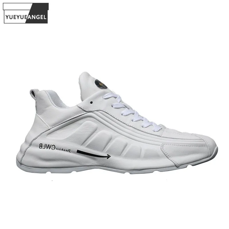 

Кроссовки мужские из натуральной кожи, на толстой платформе, со шнуровкой, Повседневная Уличная обувь, обувь для скейтборда, на осень