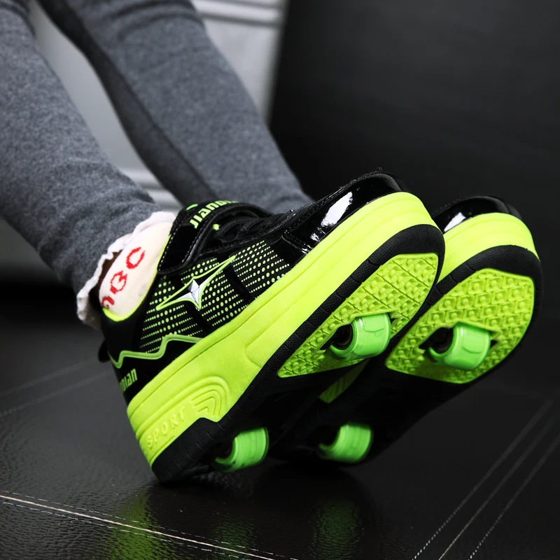 EUR 28-42 NEW Children Junior Roller Skate Shoes Kids Sneakers With Two heelies Boys Girls Wheels Shoes Adult Casual boys Shoes