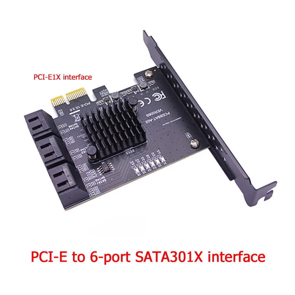 

Адаптер PCIe X1 X4 на 6 портов, SATA, 6 ГБ/сек., внутренний адаптер, конвертер PCI Express, контроллер расширения карты для HDD ASM1166