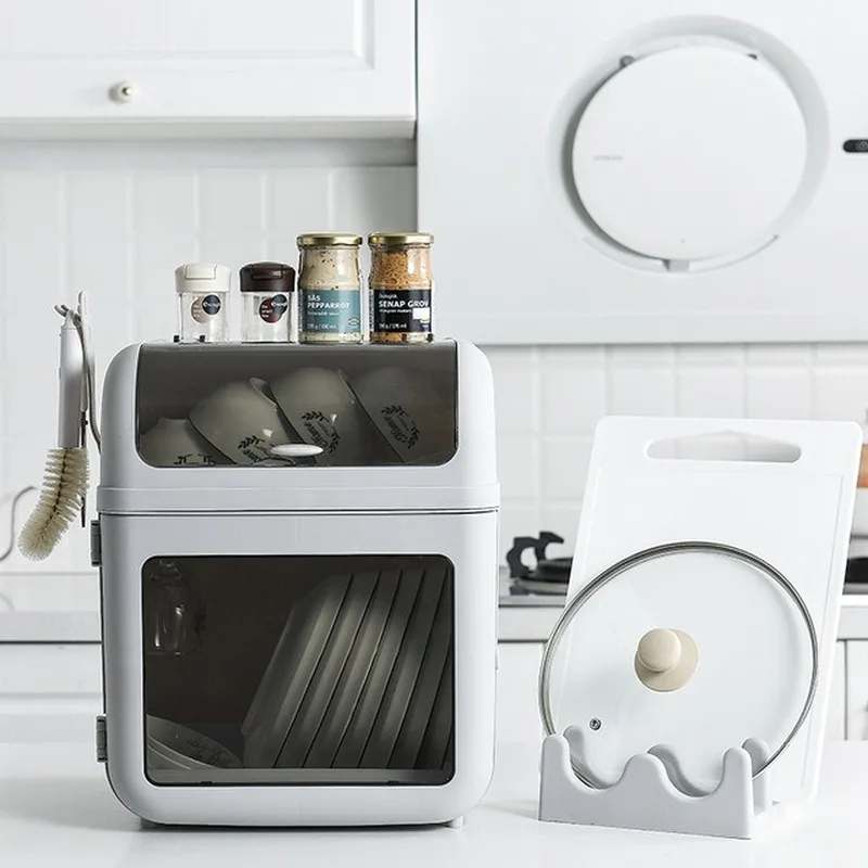 Кухонная стойка для столовых приборов ящик хранения посуды двухслойная полка с