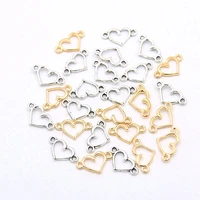 100pcs 8x14mm 2 color new hollow hearts connector small charms pendant jewelry metal alloy diy necklace bracelet earring marking