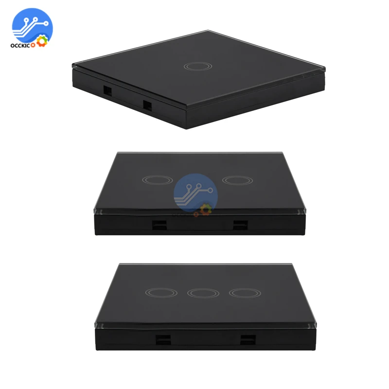 

433Mhz Wireless RF Remote Control Switch 1/2/3 Way Touch Black Glass Wall Panel Smart Remote Control Switch For Light Lamp