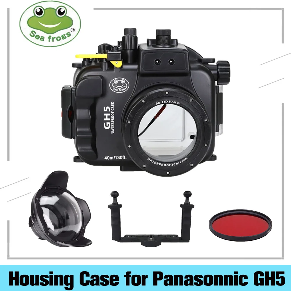 Водонепроницаемый чехол Seafrogs для подводной камеры Panasonnic GH5 с красным фильтром