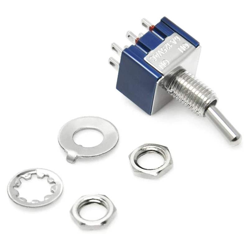 Электронный гитарный переключатель 5 штук 6А 125В переменного тока 6 контактов DPDT ON/ON 2 положения мини.