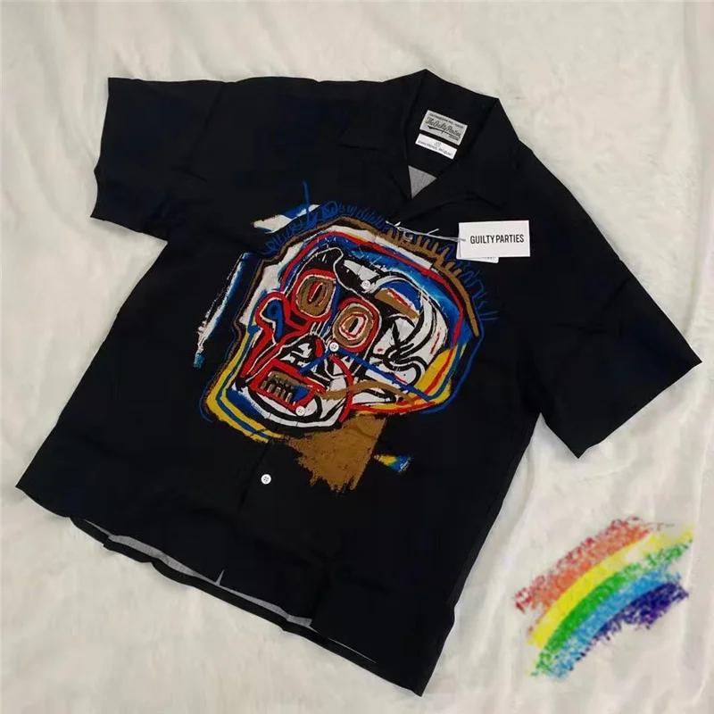 

Рубашка WACKO MARIA для мужчин и женщин, Гавайская футболка 1:1, топ черного цвета