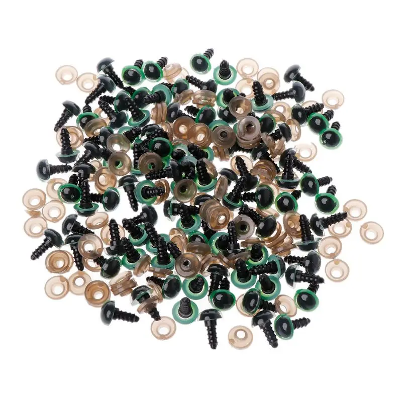 

100pcs 12mm Plastic Safety Eyes For Bear Stuffed Toys Animal Puppet Doll Making DIY Craft Accessories With Washers