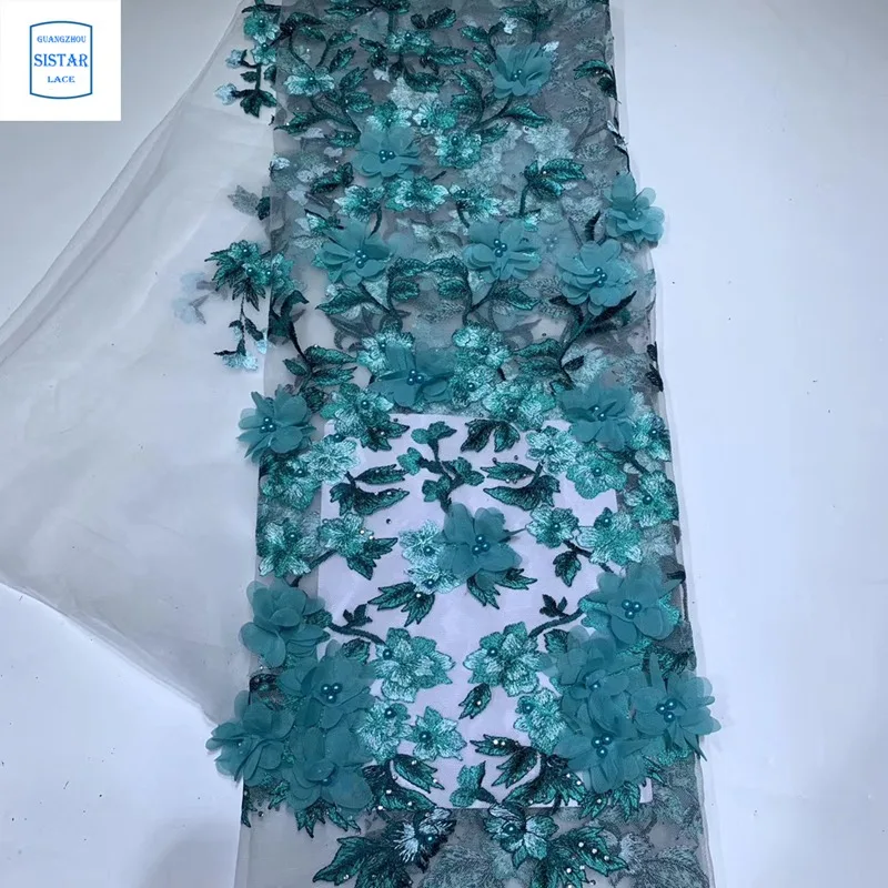 3D Тюль кружевная ткань с бусинами 5 ярдов модная красная африканская 2020 Высокое