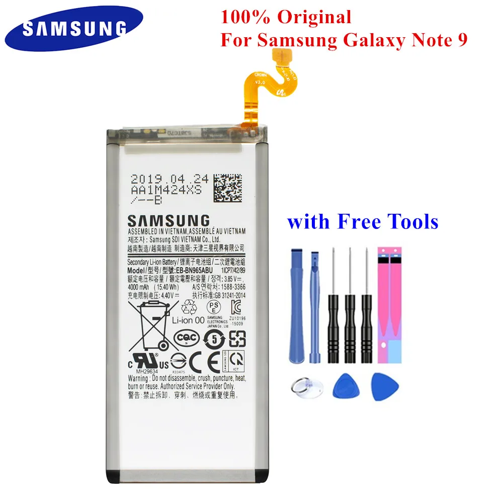 Samsung Подлинная батарея EB-BN965ABU для Galaxy Note9 Note 9 SM-N9600/DS SM-N960F SM-N960U 4000 мАч полная