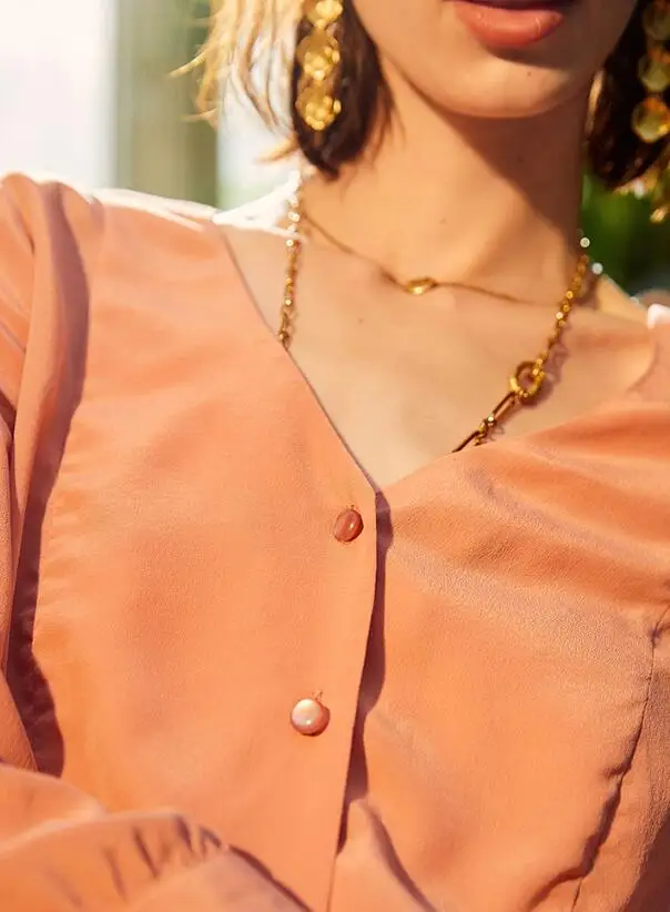 Женская розовая рубашка из 100% шелка красивая/нежная мягкая и восковая шелковая