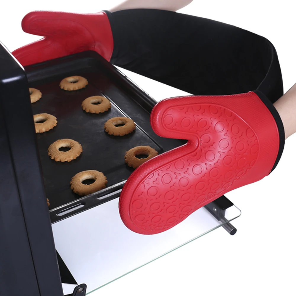 

Silicone Heat-Resistant Gloves Cooking Gants Silicone Kitchen Microwave Mittens Oven Glove Home Heat Resistant Gloves 1 Pair