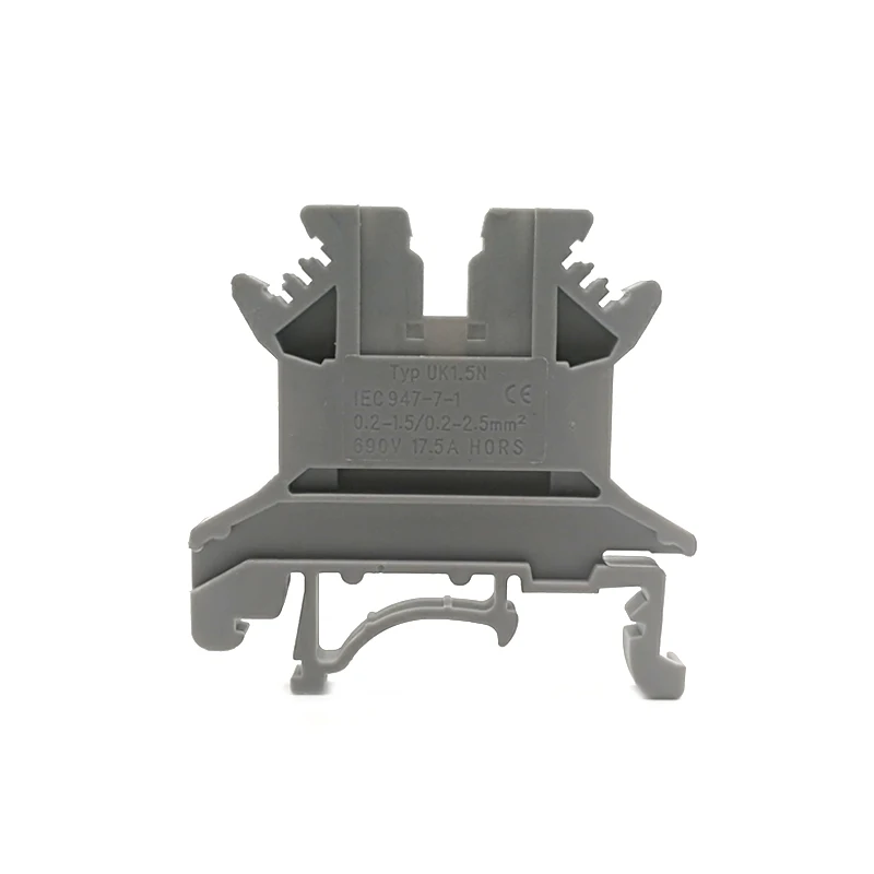

5Pcs Din Rail Terminal Blocks UK-1.5N Screw Type Electric Wire Terminals Block Connector Morsettiera Brass UK1.5N Bornier 17.5A
