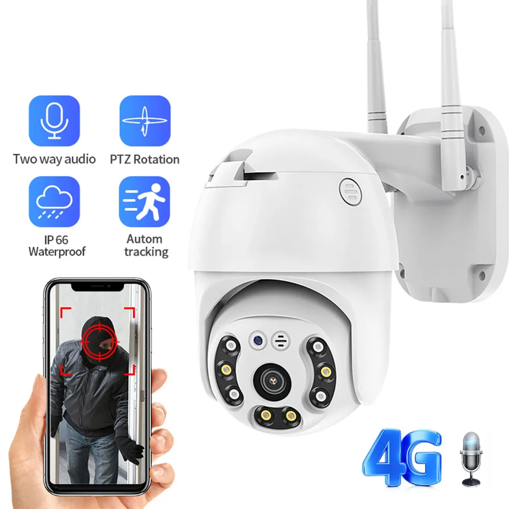 4G Camera WIFI 2MP 1080P PTZ Dome Wireless GSM SIM Card IP Security Outdoor CCTV P2P IR Night Vision 30M | Безопасность и защита