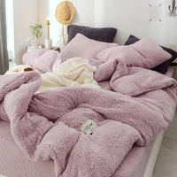 home textiles double sided berber fleece duvet cover bedding cover winter thicken warm quilt cover bed set queen 1pc