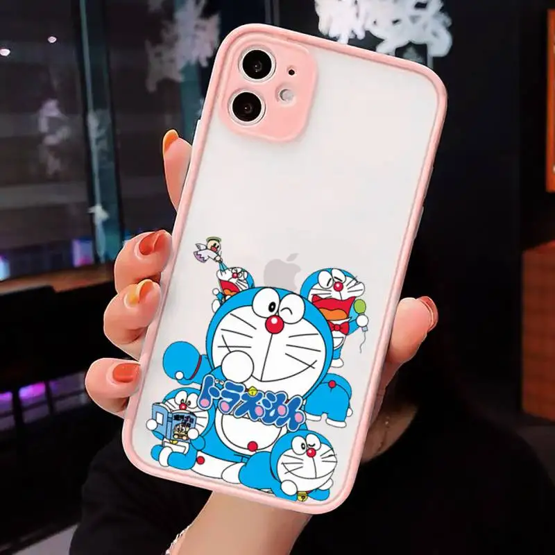 

Cute Cartoon Doraemon Robot cat Phone Case matte transparent For iphone 7 8 11 12 plus mini x xs xr pro max cover